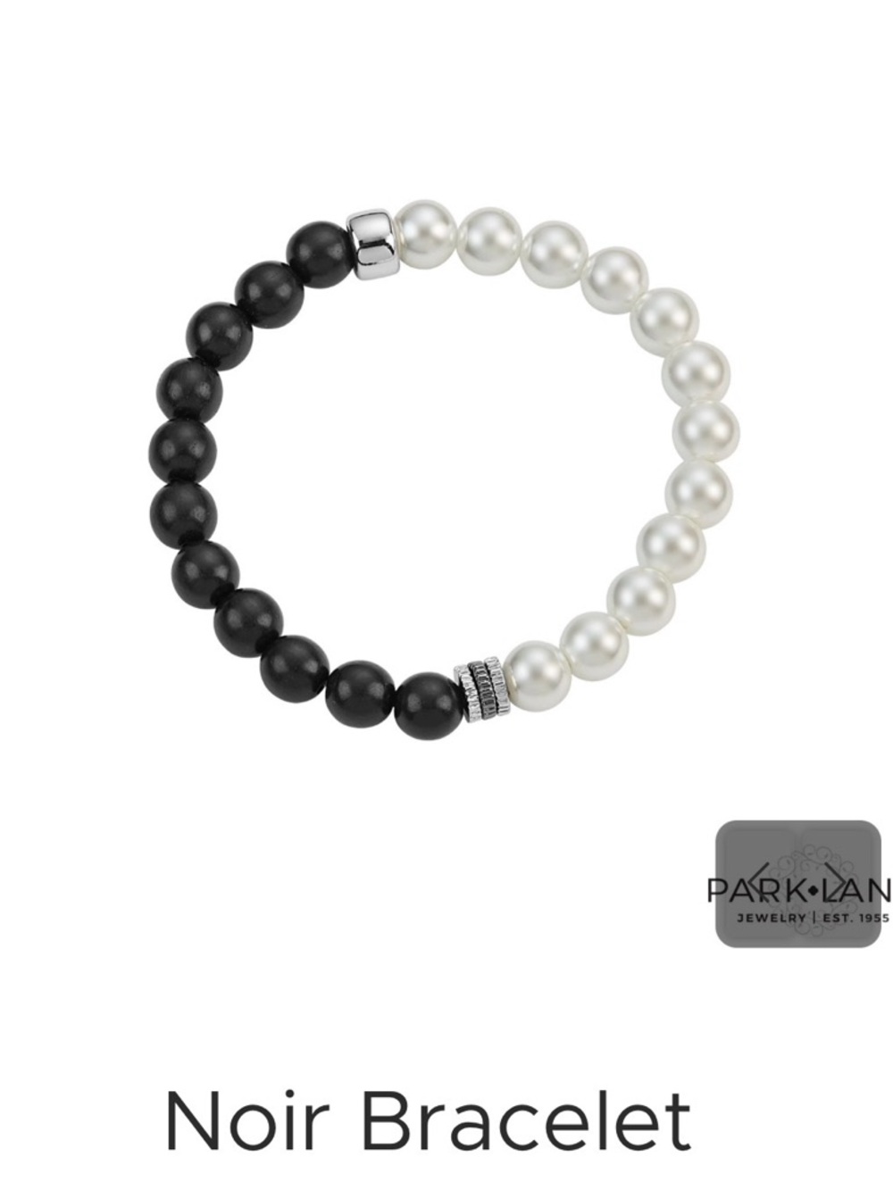 Park Lane Noir Two-Tone Beaded Bracelet - Black & Pearl
